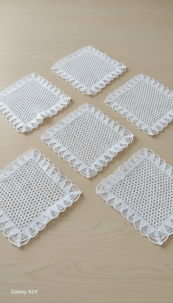 El Emeği 5 Parça Beyaz Dantel Mendil Örtü – Çok Amaçlı Dekoratif Set