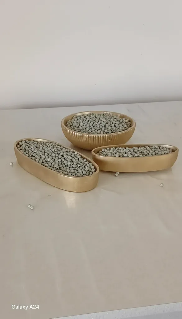 El Yapımı Altın Renkli Dekoratif Kase Seti - Modern Ev Dekorasyonu