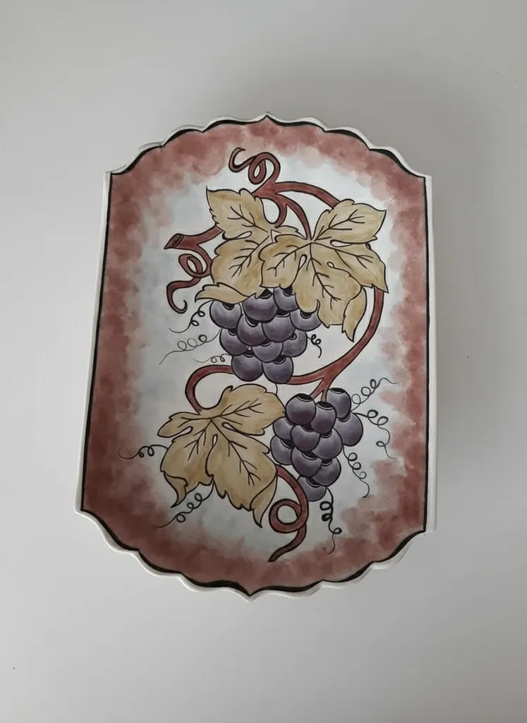 El Yapımı Seramik Üzüm Desenli Pasta ve Servis Tabağı - 20 cm
