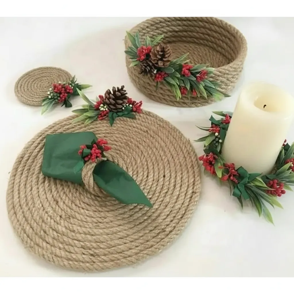 El Yapımı Çut İp Sunumluk Takımı – Yıkanabilir ve Dayanıklı