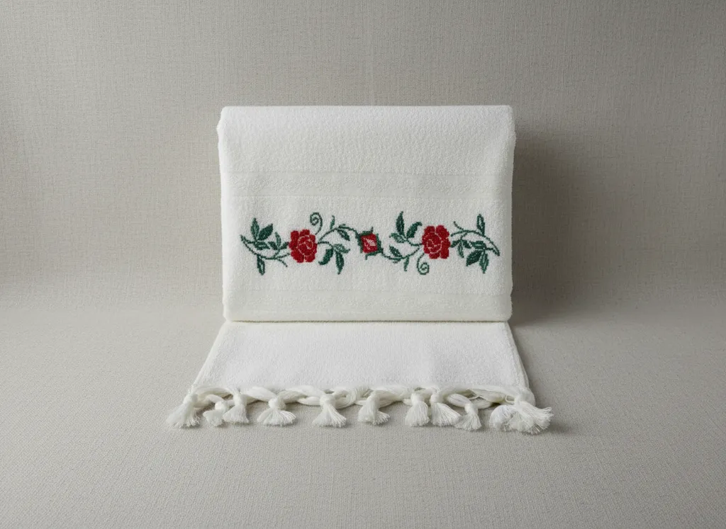 Etamin İşlemeli  Banyo Havlusu