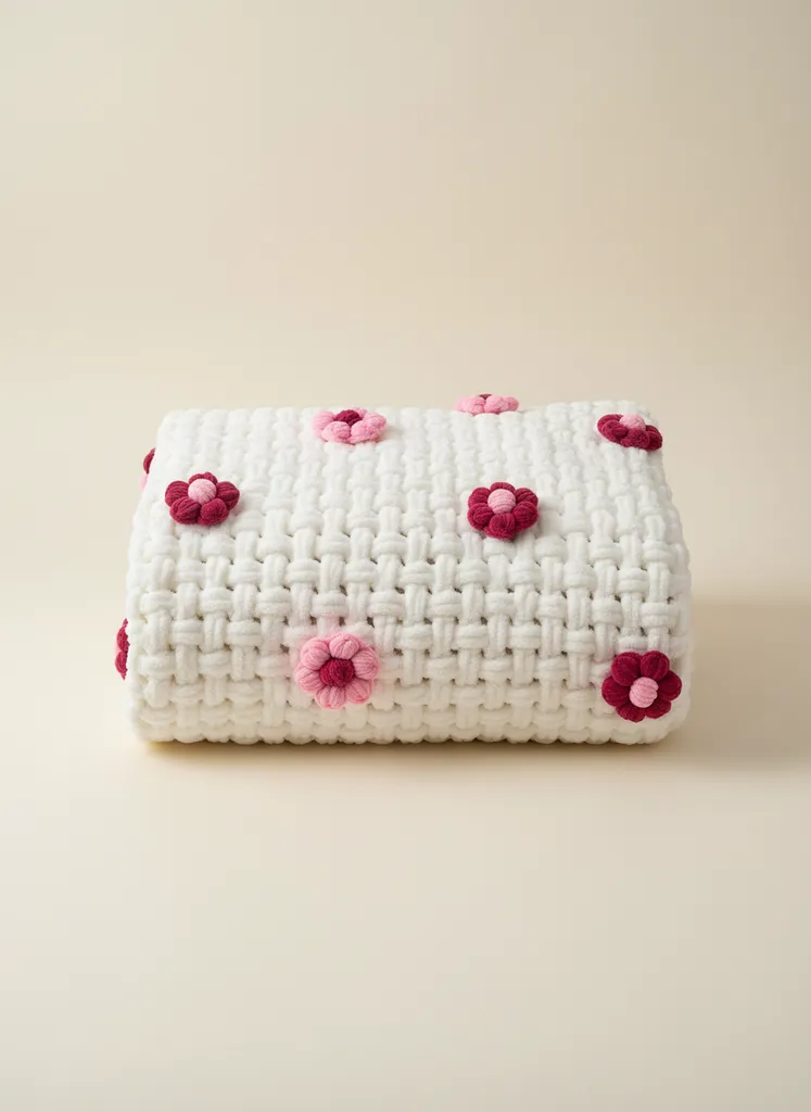 Puffy Bebek Battaniyesi - Çiçek Motifli, Yumuşak ve Sıcak