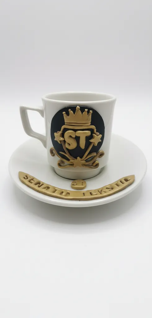 El Yapımı Polimer Kil Firmaya Özel Logo Tasarımlı Kahve Fincanı