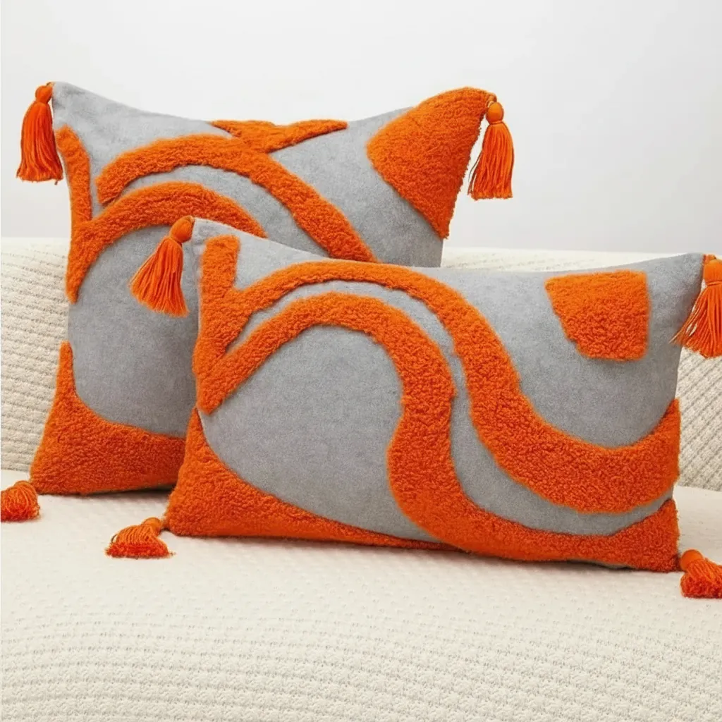 El Yapımı Modern Desenli Kırlent Kılıfı (2’li Set)