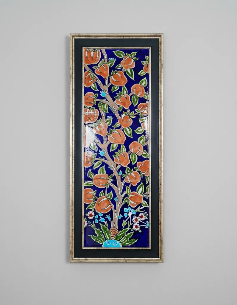 İznik Taş Üzeri Hurma Ağacı Çini Pano 20x60 cm Bereketin Sembolü