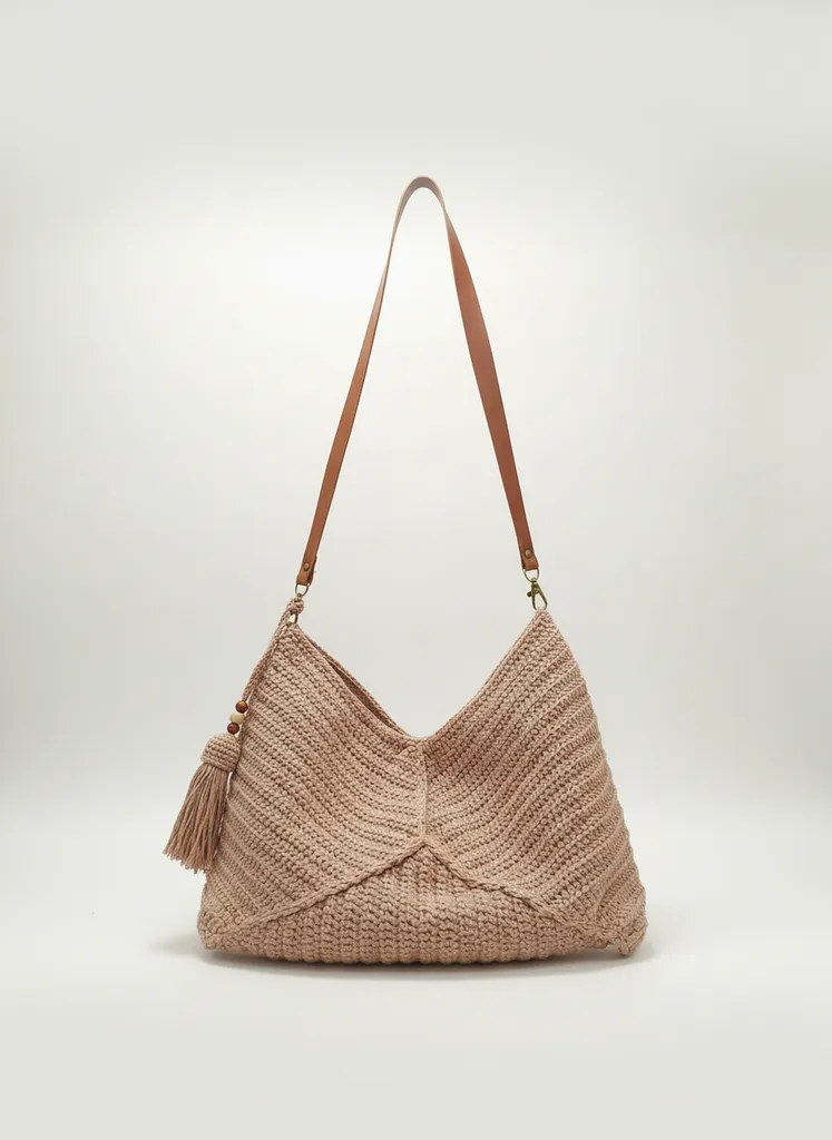 El Örgüsü Büyük Boy Clutch Çanta - Bohem Tarzı Tığ İşi Omuz Çantası