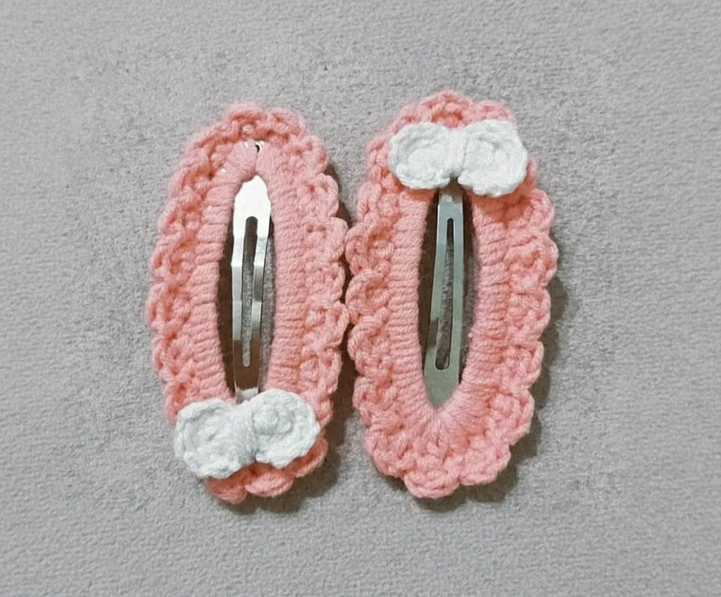 Pembe El Örgüsü Çıtçıtlı Toka Seti - Kız Çocuk Saç Aksesuarı