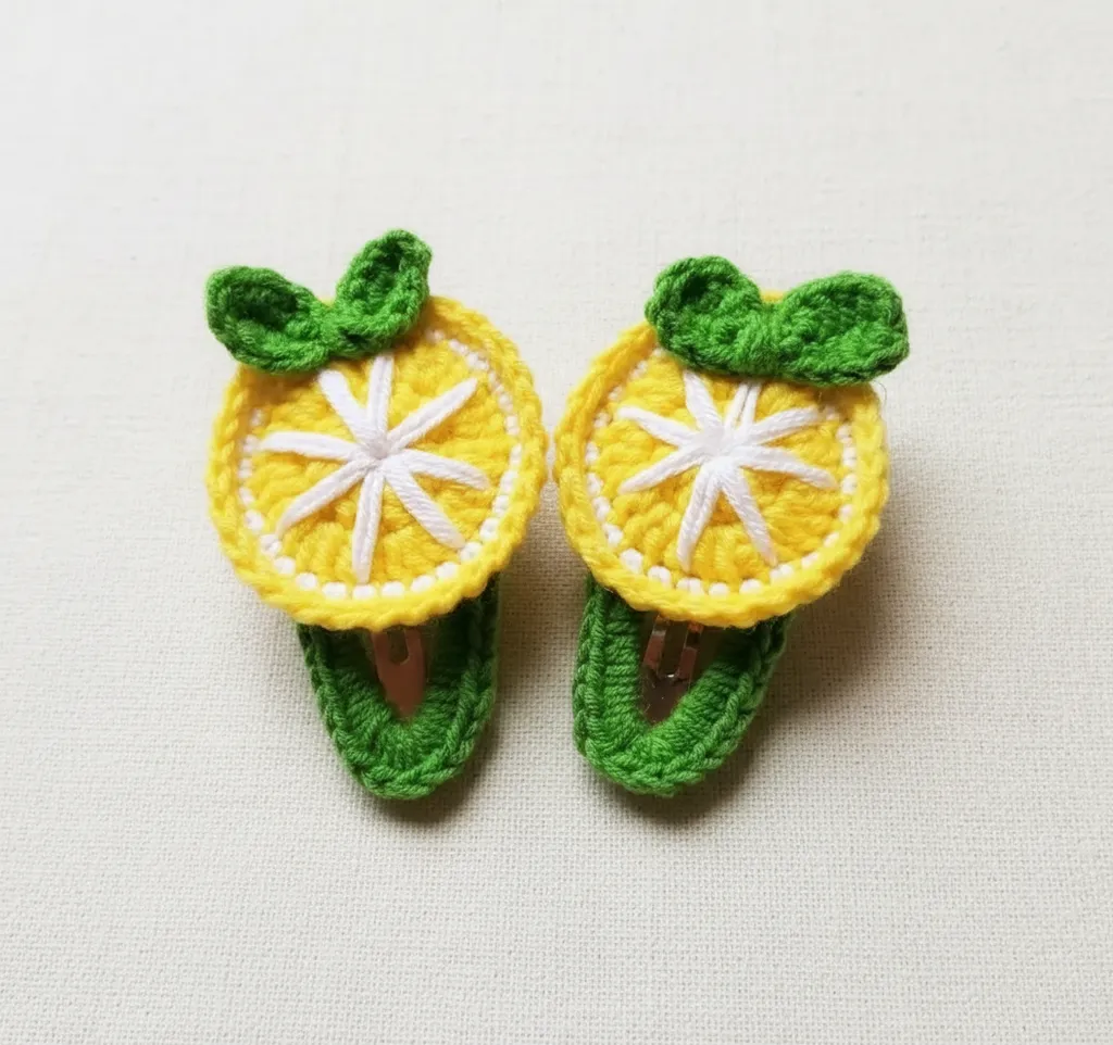 El Örgüsü Limon Temalı Çıtçıt Toka Seti - Sarı ve Yeşil Renkli Saç Aksesuarı