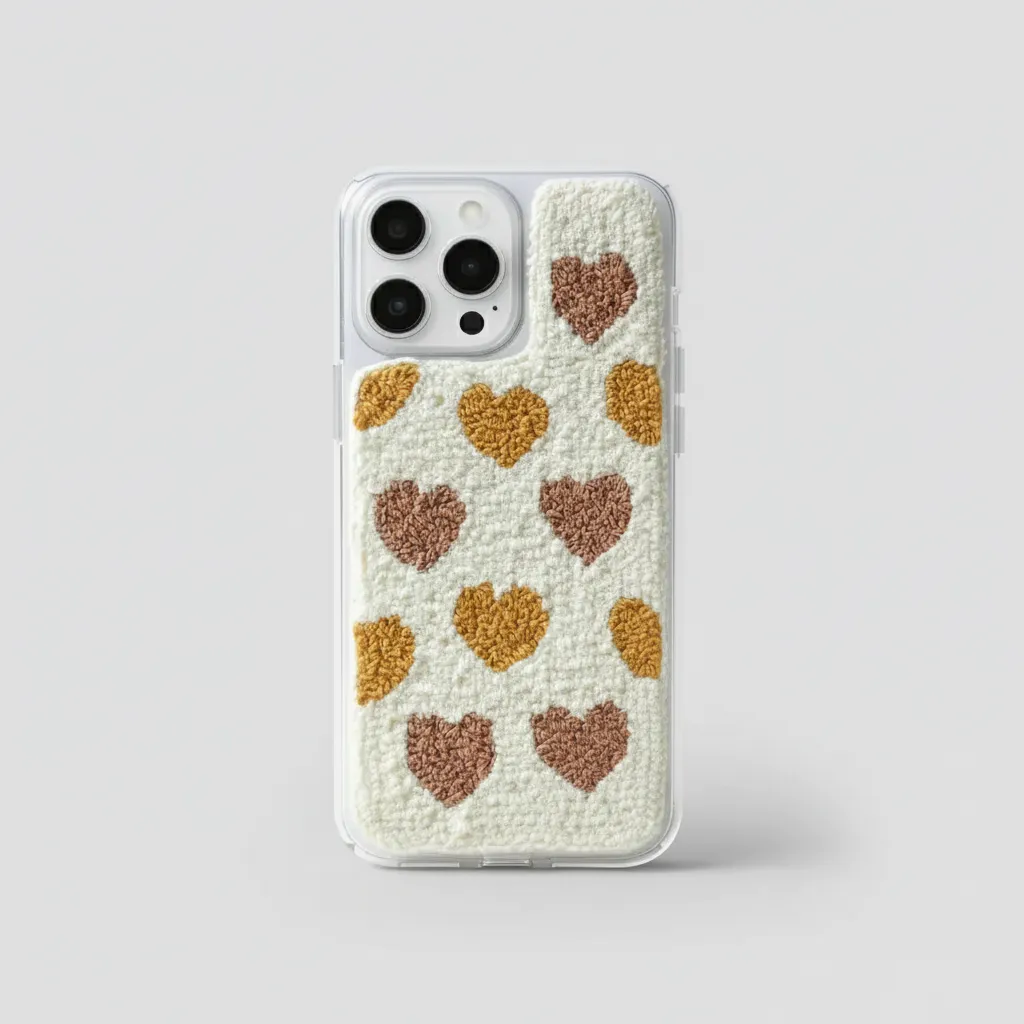 iPhone 15 Pro Max Uyumlu Sarı Kalp Desen Punch Telefon Kılıfı