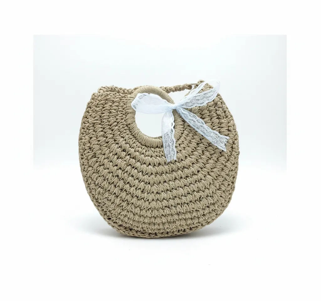 El Yapımı Kağıt İpinden Örme Kleopatra Çanta - Omuz ve Yan Çanta