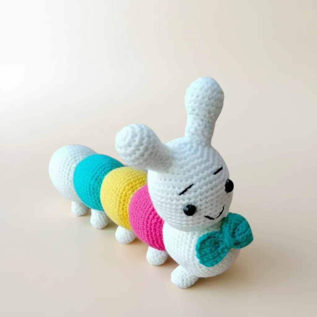 El Örmesi Renkli Tırtıl Oyuncak - Amigurumi Bebek ve Çocuk Hediyesi