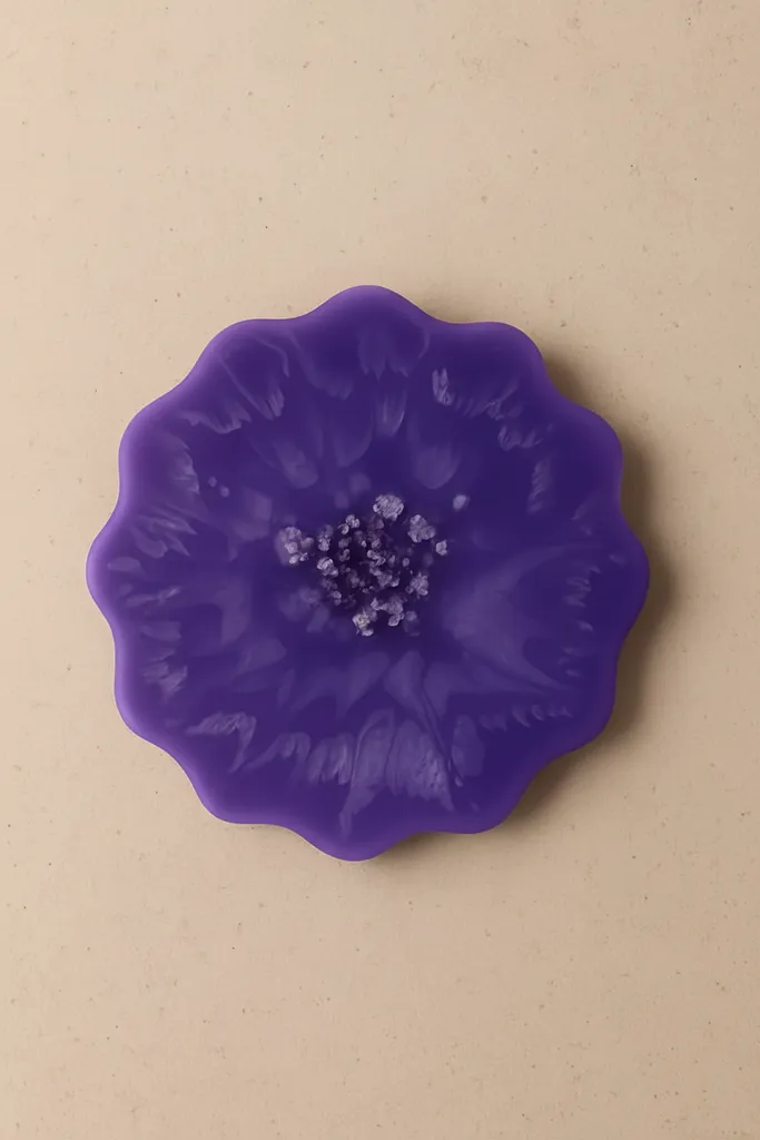 Mor Epoksi Bardak Altlığı - Çiçek Desenli, Dekoratif ve El Yapımı