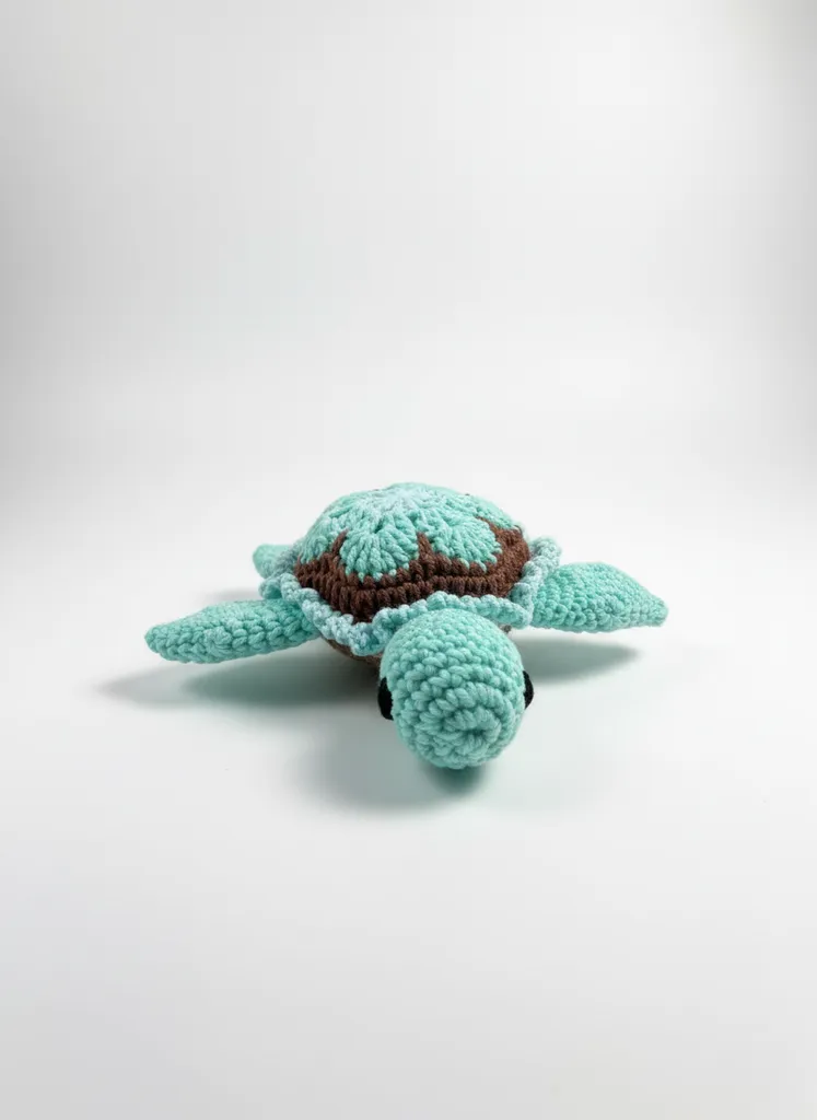 Afrika Çiçeği Desenli Kaplumbağa Amigurumi Oyuncak Bebek