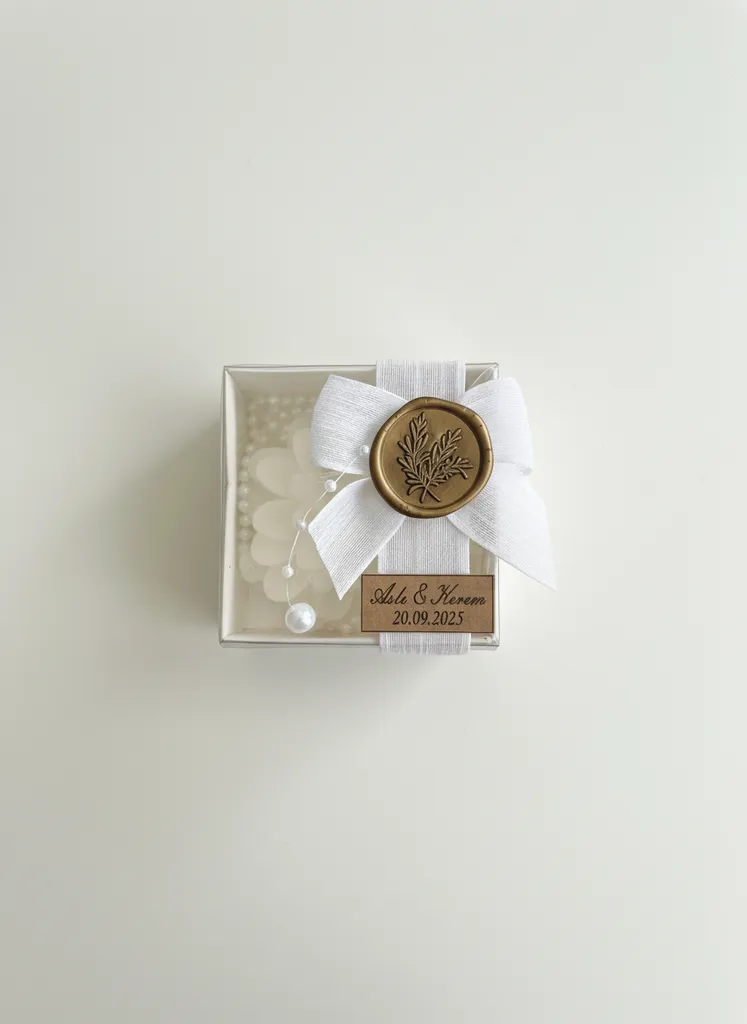 Mühür Detaylı Beyaz Kraft Kutuda Lotus Mum Seti (15 adet)