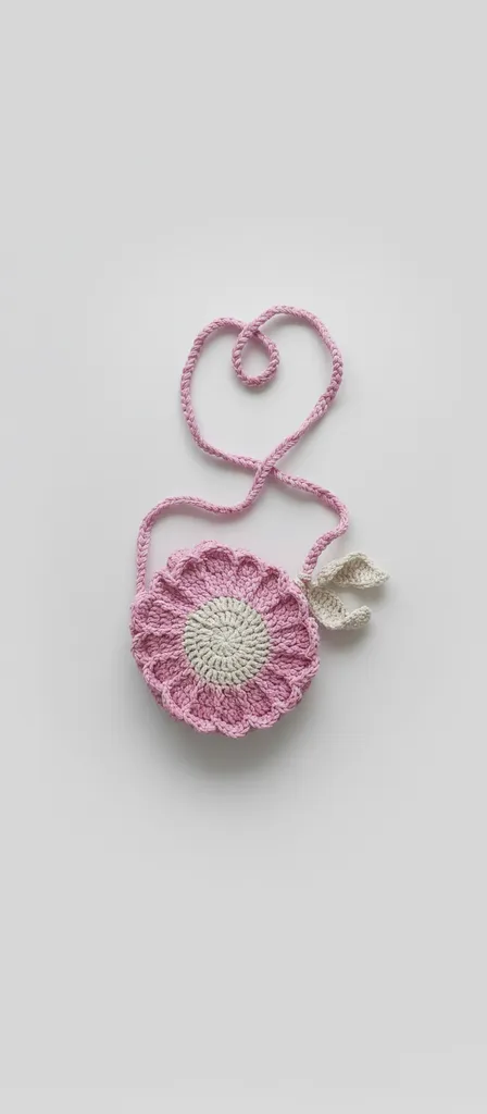 Pembe Papatya Çocuk Çantası - Çıtçıtlı ve Askılı