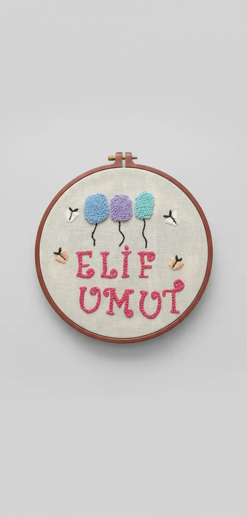 El İşlemesi İsimli Ahşap Kasnak Kapı Duvar Süsü - Kişiye Özel