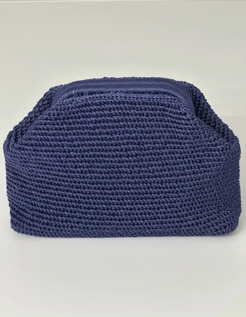 Handmade Navy Blue Macrame Corded Purse Bag - Lined Clutch