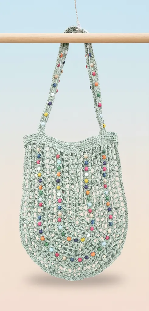 Yeşil Boncuklu Plaj Çantası - Yazlık Stil Omuz Çantası