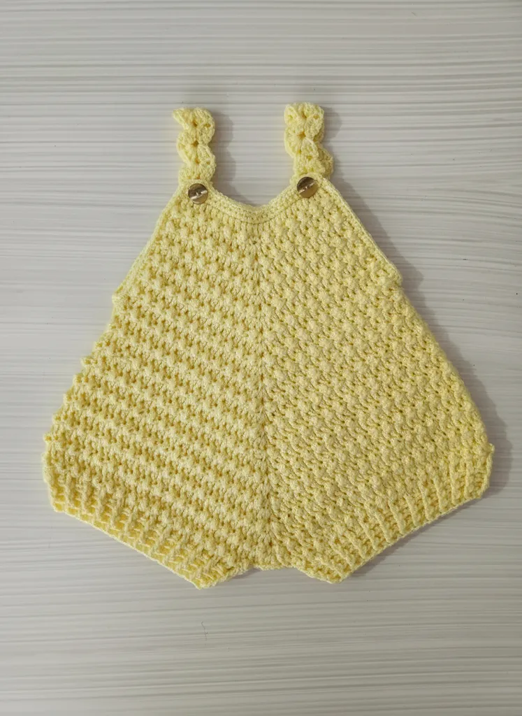 Sarı Örgü Bebek Tulum - 3-6 Aylık Kız Bebeklere Özel Tasarım