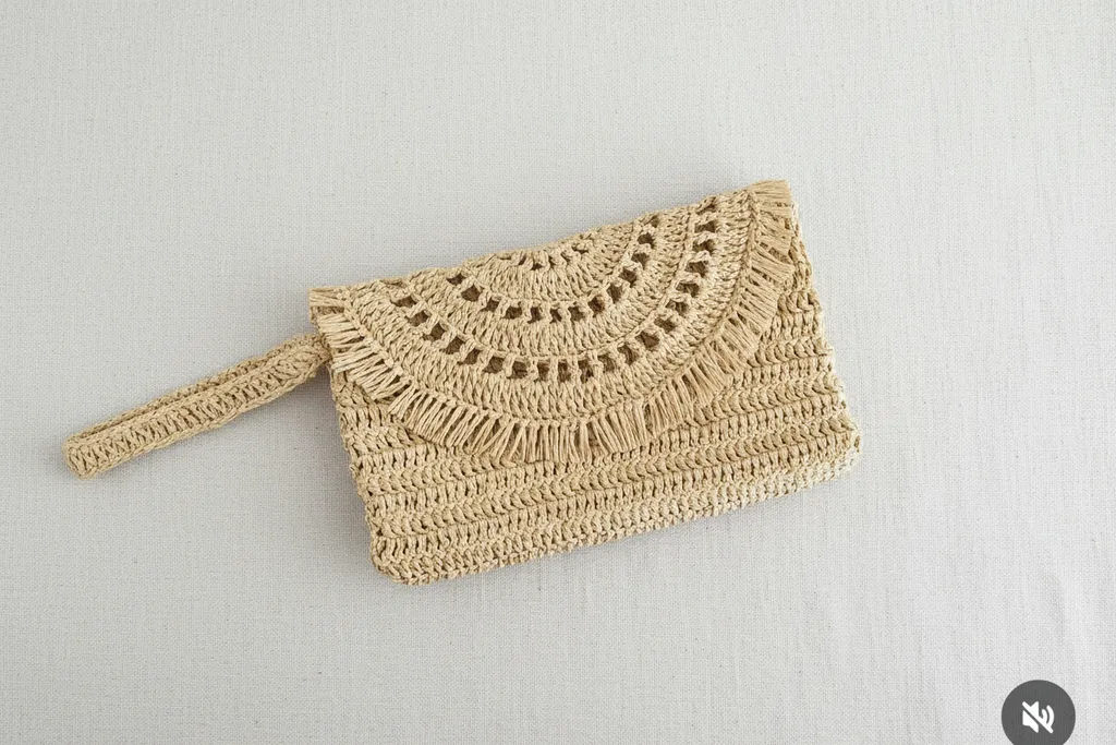 Kağıt İpinden Örme Portföy Çanta - El Emeği Şık Tasarım