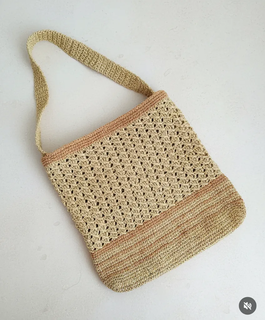 Kağıt İpten Örme Hasır Omuz Çantası - El Emeği Göz Nuru