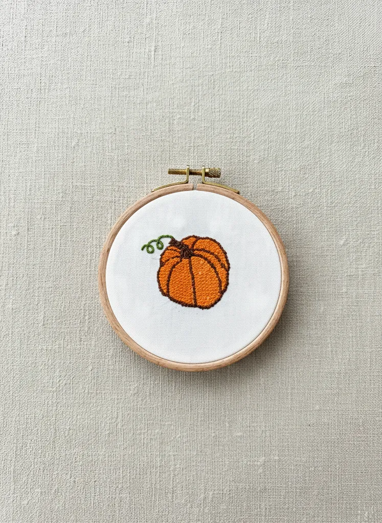 Orange Pumpkin Patterned Canvas Hoop - Balcony and Coffee Side Ornament