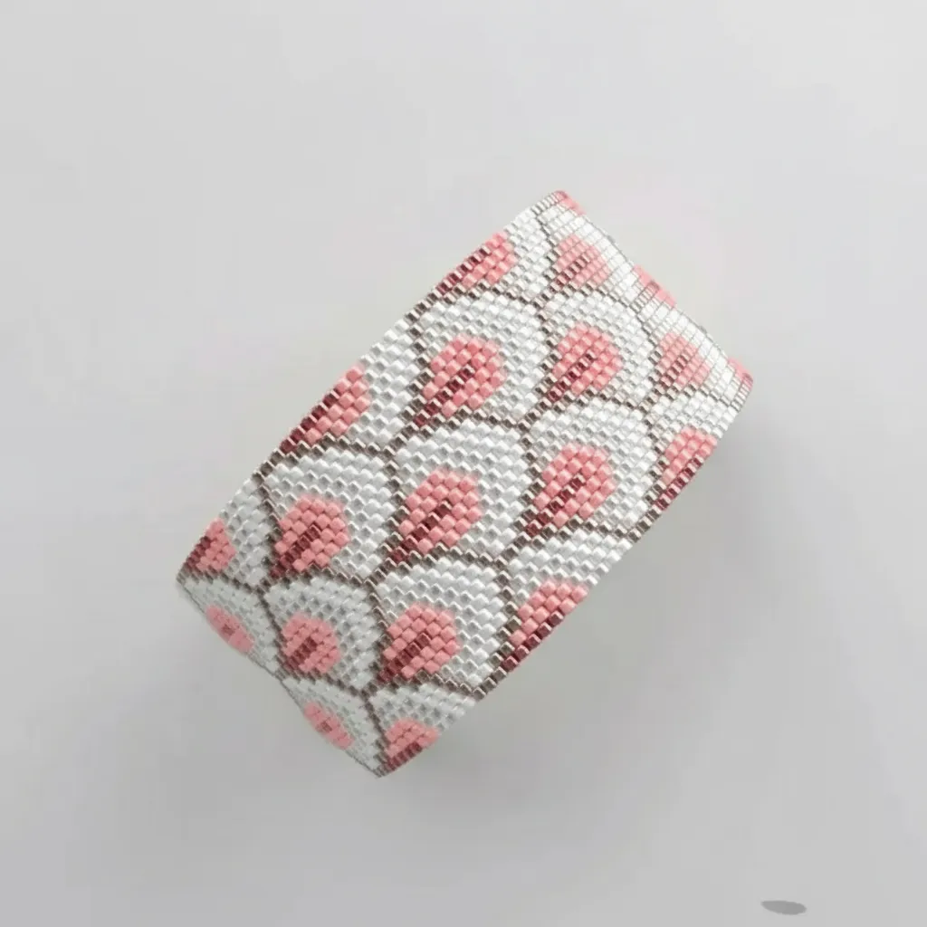 Pembe ve Gümüş Renkli Miyuki Boncuklu El Yapımı Bileklik