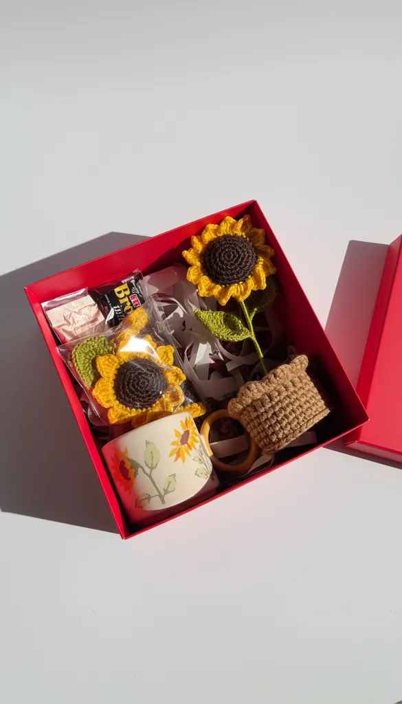 Sunflower Themed Gift Box - Mug, Keychain and Potted Flower