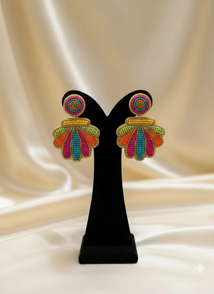 Beaded Earring - Colorful Seashell Appearance Design Earring