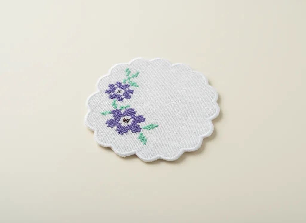 Mor Çiçek Desenli Sunum Peçetesi - El Emeği Göz Nuru