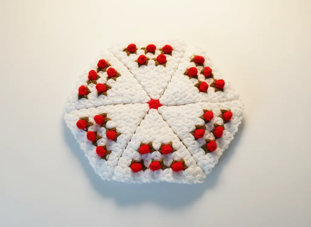 Beyaz Renkli, Kırmızı Detaylı Örgü Banyo Lifi - El Emeği Göz Nuru