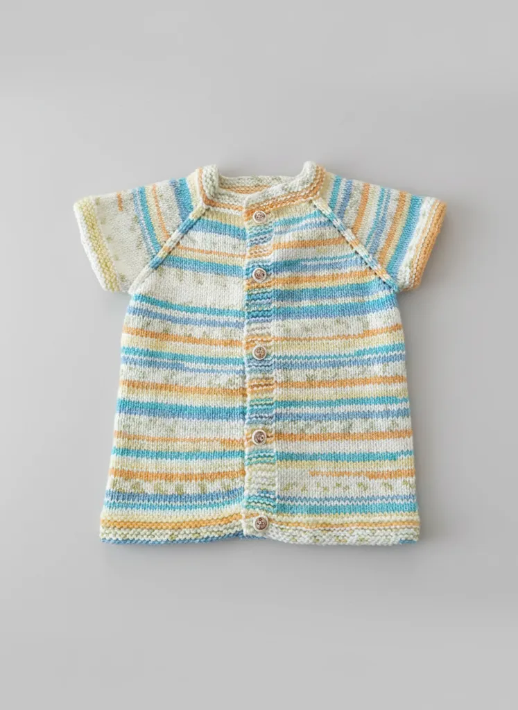 Ebruli Renkli Örgü Bebek Yeleği - 1-2 Yaş Uygun, Düğmeli Model