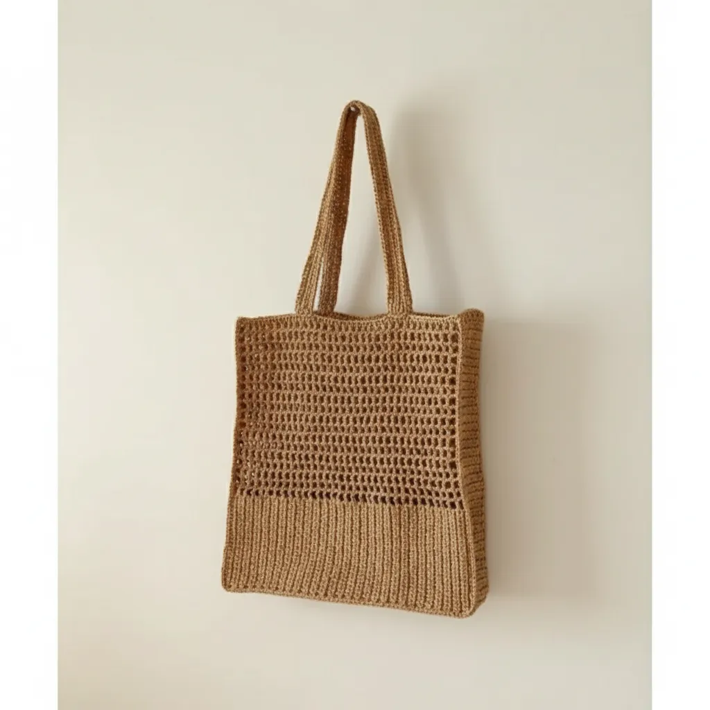 Paper Yarn Large Knit Briefcase - Handmade Hobby Bag