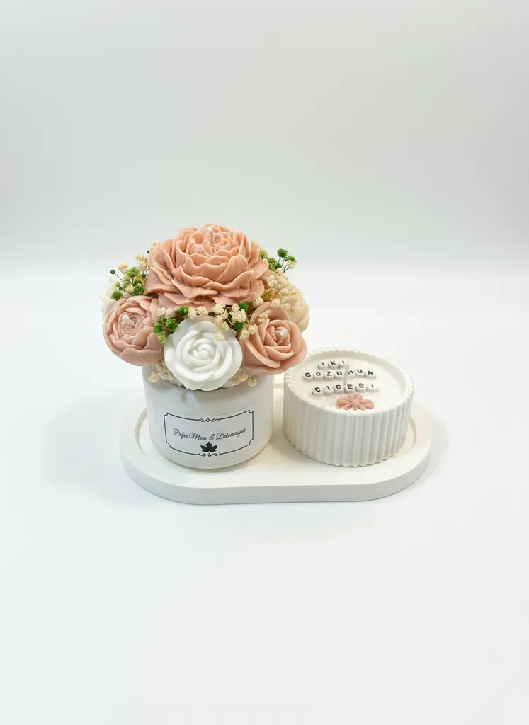 Soyawax Çiçek Buketi Mum - Kişiye Özel Mesajlı ve Dekoratif