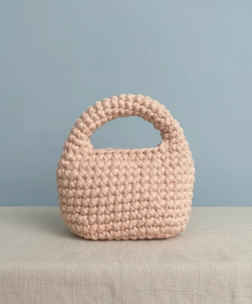 Pembe Örgü Omuz Çantası - Küçük Boyutlu ve Şık Tasarım