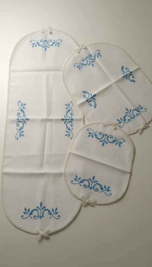 Etamin İşlemeli Beyaz Oda Takımı - El Emeği Göz Nuru