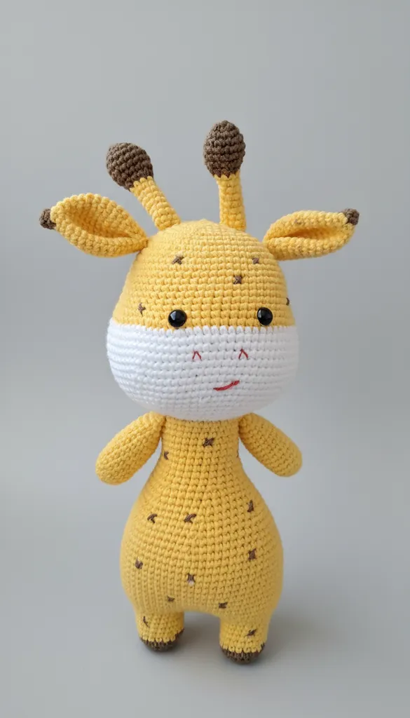 Sarı Amigurumi Zürafa Oyuncak - 25 cm Boyunda, El Emeği