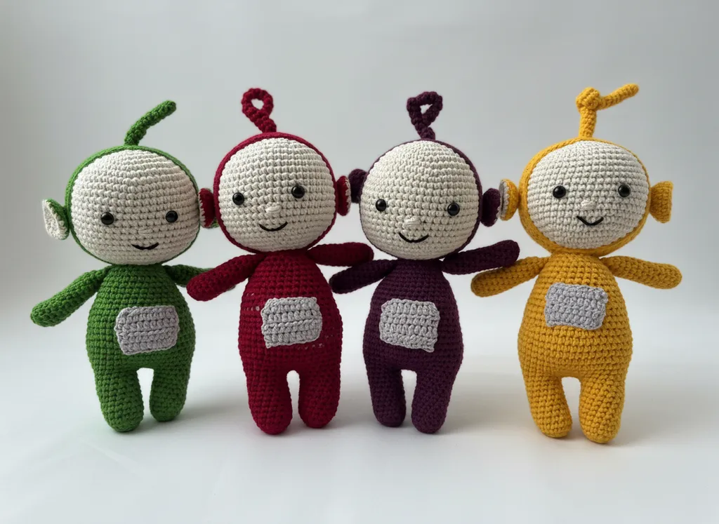 Renkli Örgü Teletabiler Oyuncak Bebekler - 25 cm Boyunda El Emeği