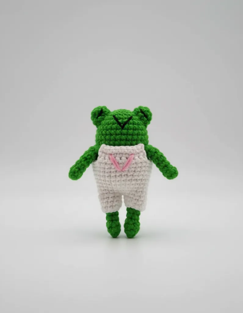 Green Knitted Frog Bag Friend - Keychain and Decorative Ornament