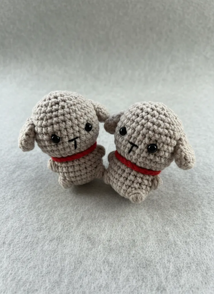 Woven Dog Amigurumi Keychain - Handmade Decorative Keychain Set