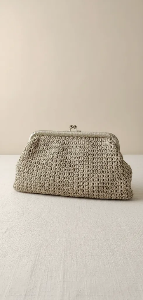 Bej Makrome Örgü Burslu Çanta - Astarlı, Şık Tasarım