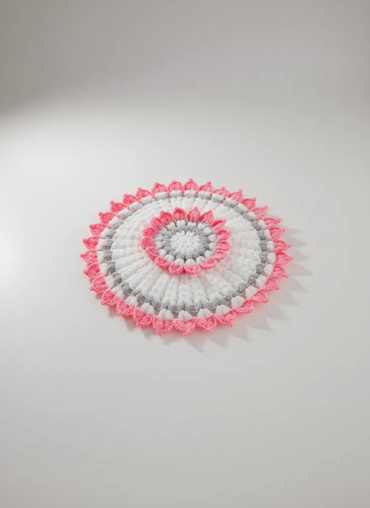 Pink and Grey Knitted Bath Loofah - Bridal Dowry Handmade