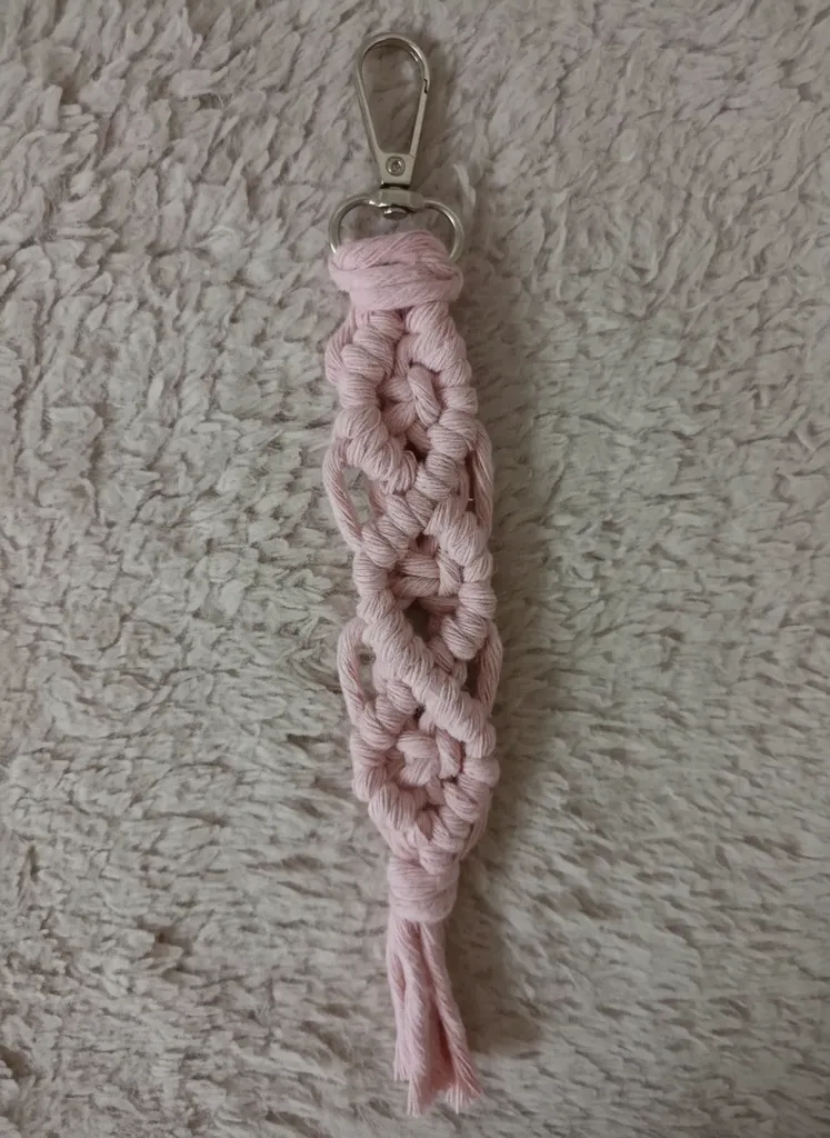 20 adet Pembe Makrome Anahtarlık - El Yapımı Dekoratif Anahtar Aksesuarı