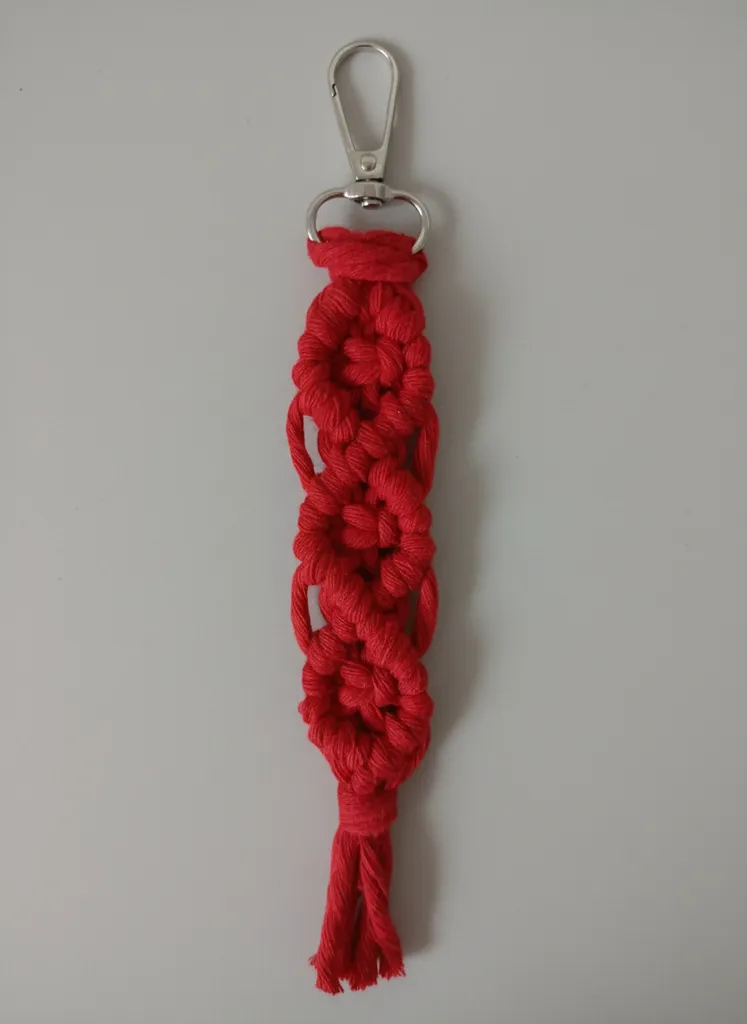 20 Red Macrame Keychains - Handmade Knitted Keychain Accessory