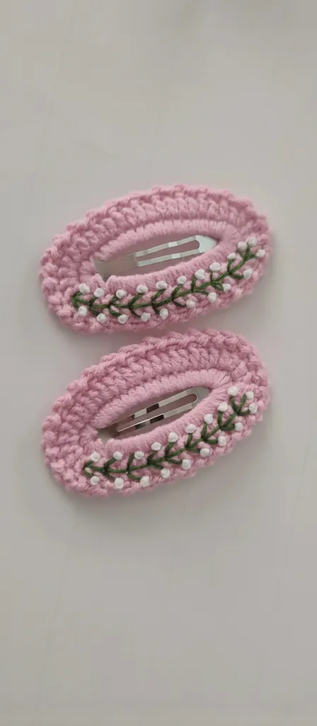 Pink Knitted Snap Hair Clip - Çıtıpıtı Lady Handmade Design