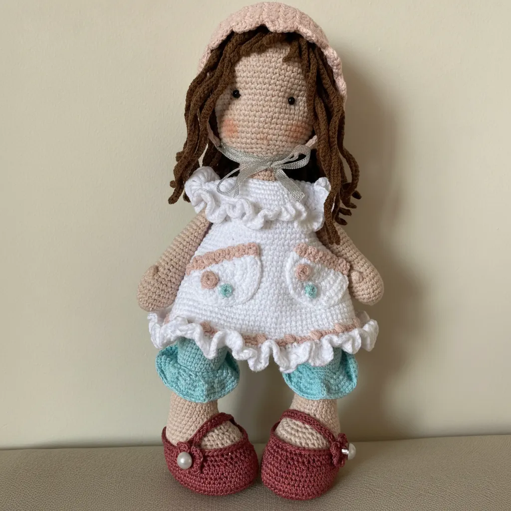 Amigurumi Örgü Bebek - Şapkalı Kız - 32 cm Boyunda - El Emeği