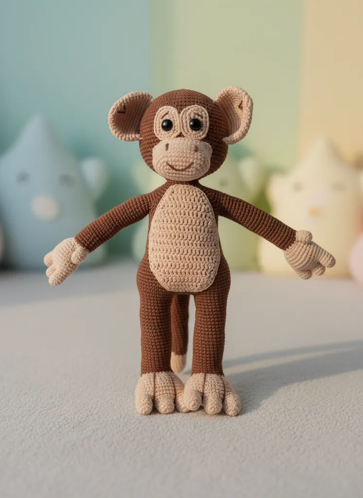 Amigurumi Kukuli Oyuncak - El Yapımı Örgü Maymun Bebek 30 cm