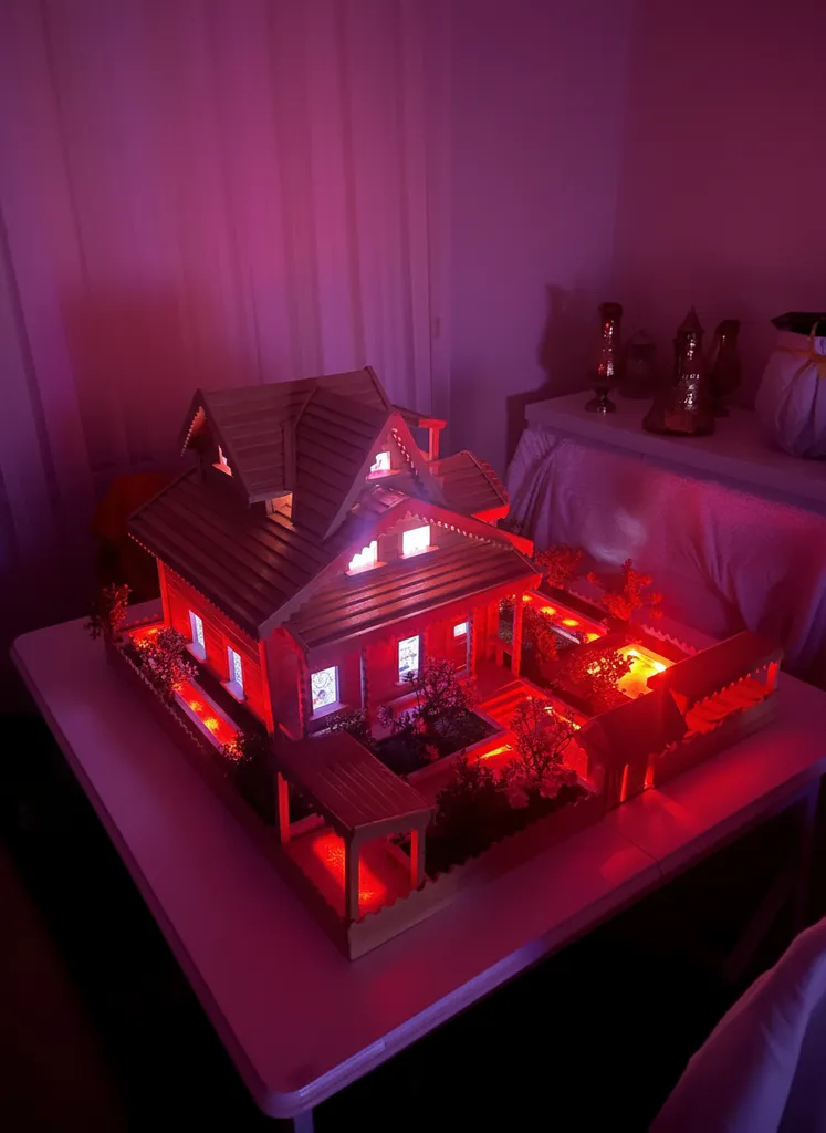 Ahşap LED Gece Lambası Ev Maketi - Dekoratif Aydınlatma