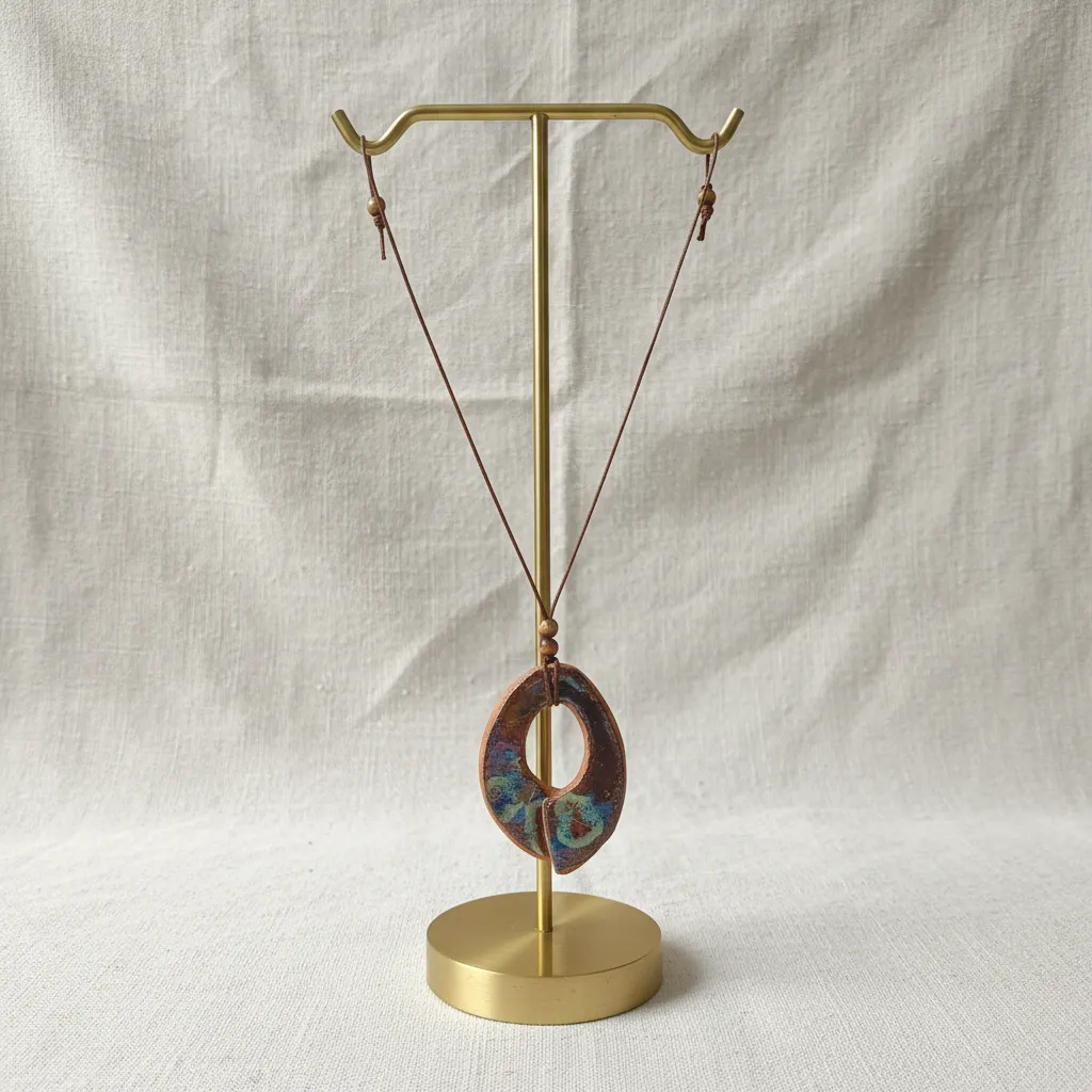 Terracota Seramik Kolye - Oval Formlu, El Yapımı Minimal Tasarım