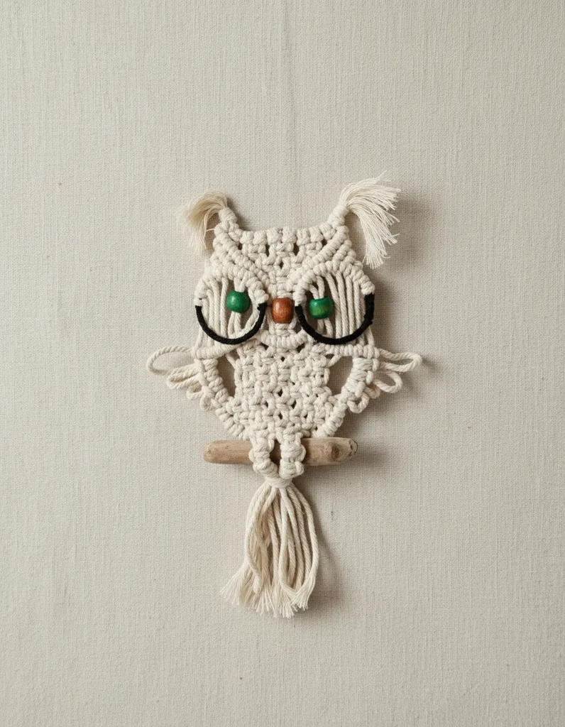 Makrome Baykuş Duvar Dekoru - Bohem Tarzı El Yapımı Süs